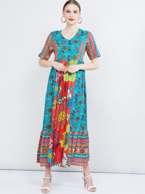 

max Women Multicoloured Floral Print Maxi Dress, Multi