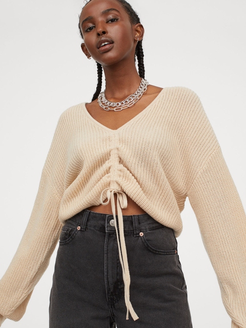 

H&M Women Cream-Coloured Knitted Jumper
