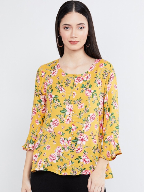 

max Women Yellow Printed Top