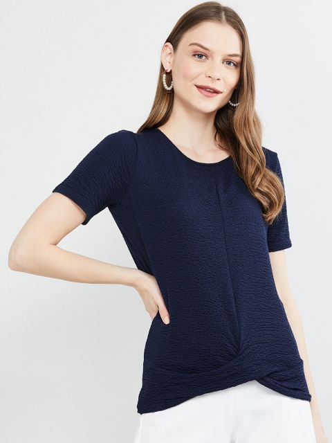

max Women Navy Blue Solid Top