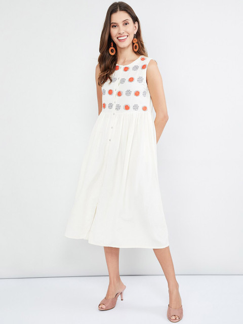 

max Women Off-White Printed A-Line Dress