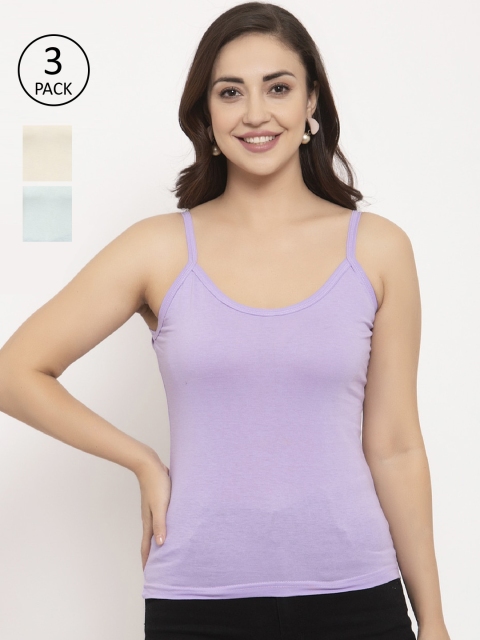 

GRACIT Women Pack Of 3 Solid Camisoles, Purple
