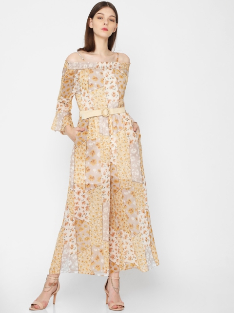 

Deal Jeans Women Yellow & Brown Printed Basic Jumpsuit