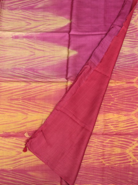 

Pothys Magenta & Yellow Jute Silk Printed Saree