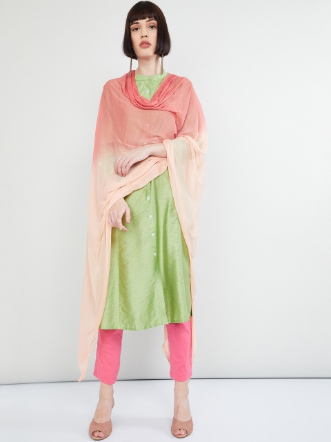 

max Coral Pink & Peach-Coloured Ombre Dyed Dupatta