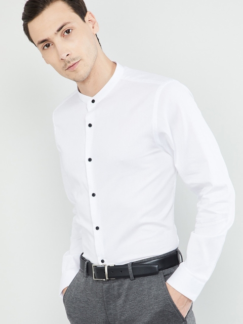 

max Men White Slim Fit Solid Formal Shirt