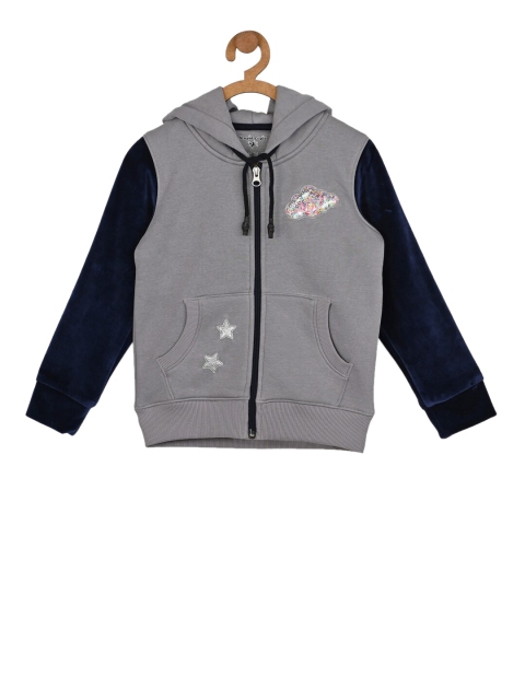 

Stupid Cupid Girls Grey Solid Hooded Sweatshirt