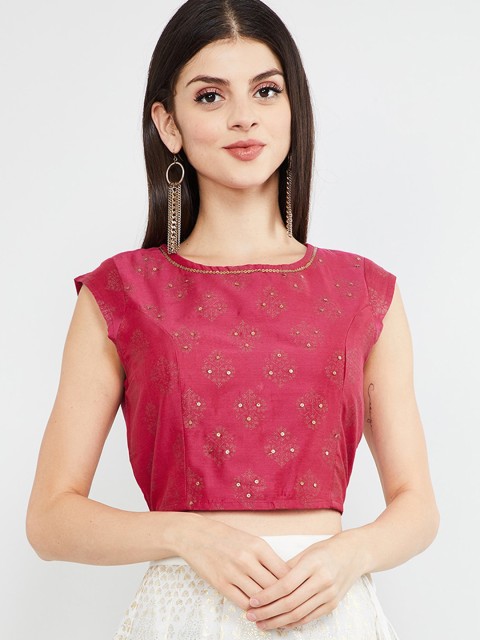 

max Women Pink Printed Crop Top