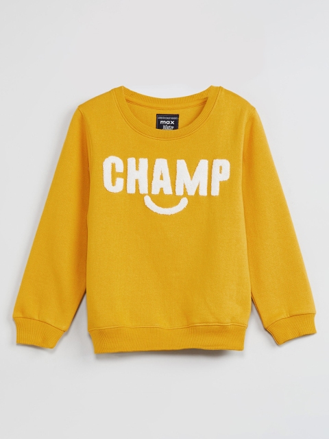 max Boys Yellow Solid Sweatshirt