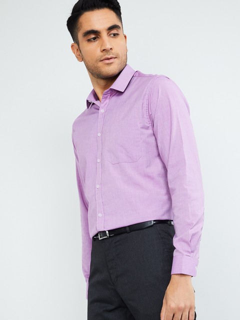 

max Men Purple Regular Fit Solid Formal Shirt