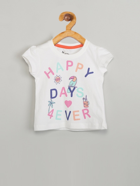 

max Girls White & Pink Printed Top