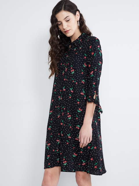 

max Women Black & Red Cherry Printed Shirt Dress