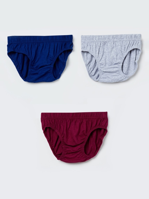 

max Boys Pack Of 3 Solid Basic Briefs NOS19WFIN03, Blue