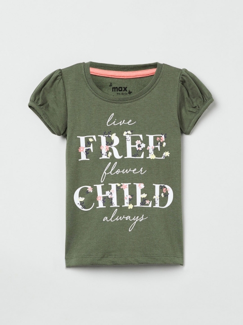 

max Girls Olive Green Printed Top