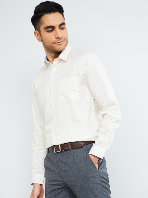 

max Men Yellow & Blue Slim Fit Printed Formal Shirt