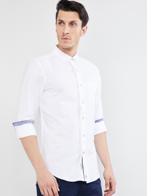 

max Men White Slim Fit Solid Casual Shirt