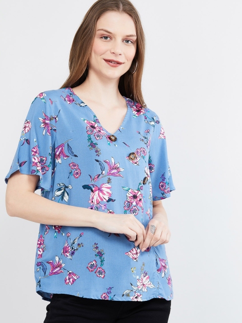 

max Women Blue & Pink Floral Printed Top