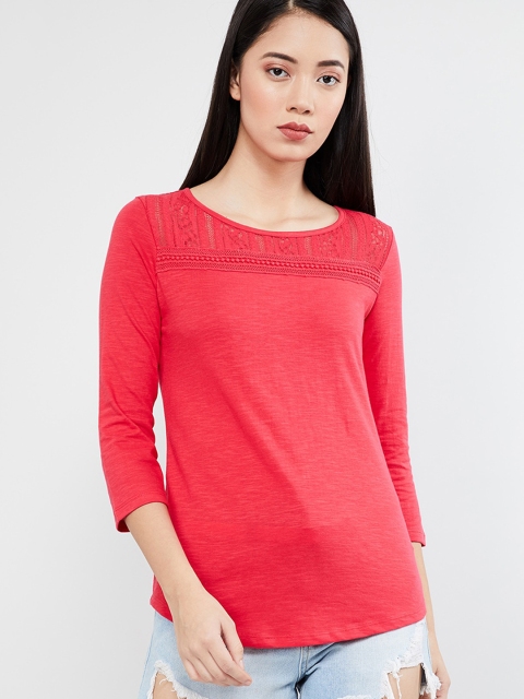 

max Women Pink Solid Knitted Top