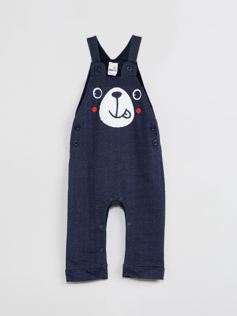

max Infant Boys Navy Blue & White Bear Applique Romper