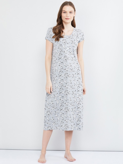 

max Women Grey Floral Printed Nightdress
