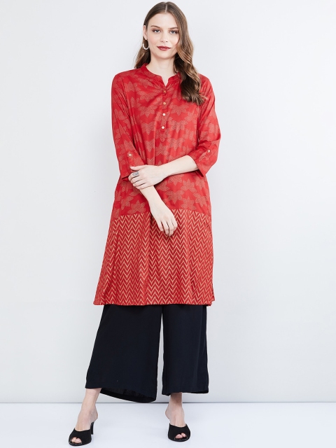 

max Women Red Printed Straight Kurta