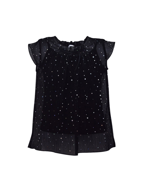 

Daffodils GIRLS WEAR Girls Black Embellished Top With Camisole Top