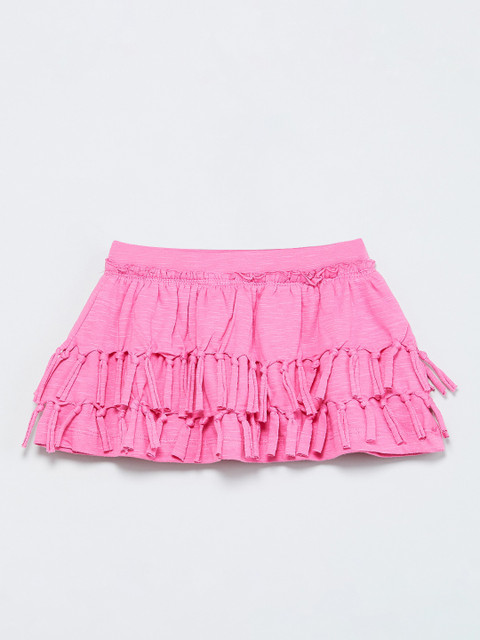 

max Girls Pink Solid Tiered Mini Skirt