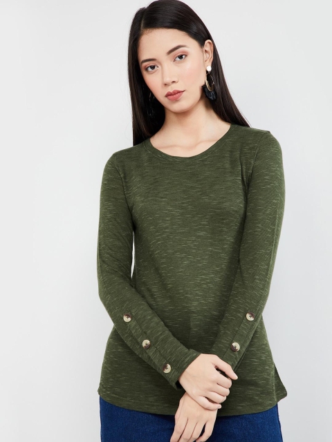 

max Women Olive Green Solid Top