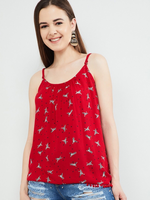 

max Women Red Printed A-Line Top