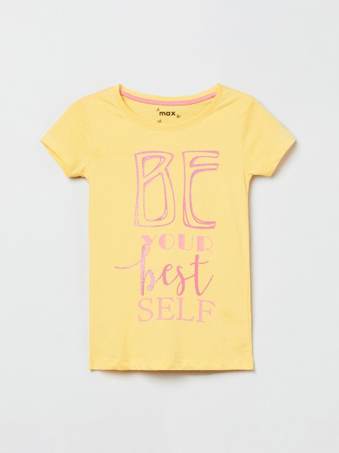 

max Girls Yellow & Pink Printed Top