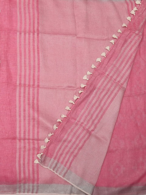 

Pothys Pink Woven Design Pure Linen Saree