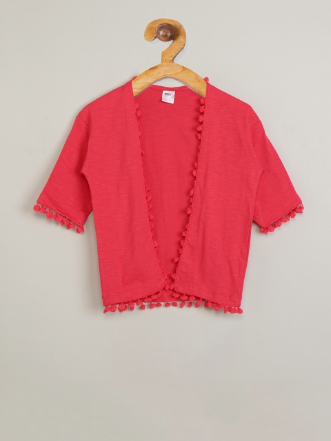 

max Girls Red Solid Open Front Shrug