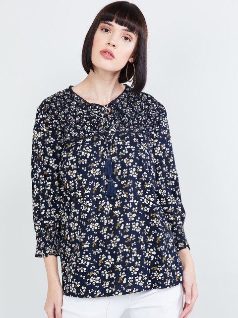 

max Women Blue Printed Top