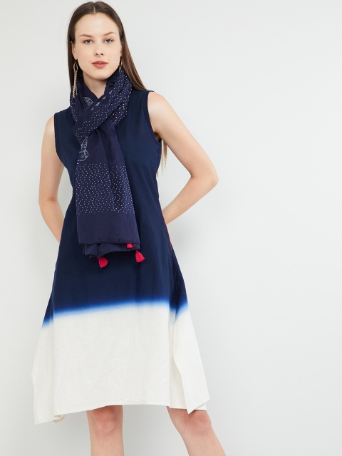 

max Blue Printed Dupatta