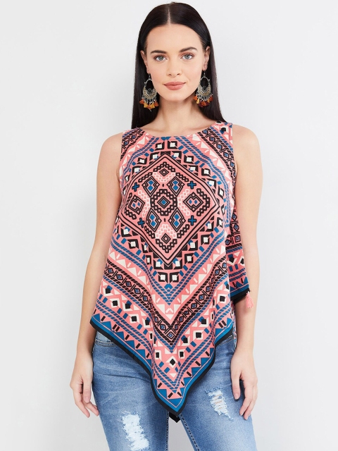 

max Women Pink Printed High-Low Top
