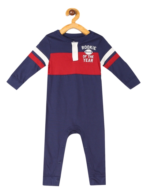 

The Childrens Place Infant Boys Navy Blue & Red Striped Rompers