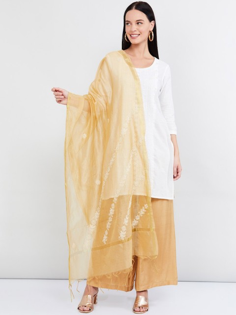 

max Women Gold-Toned Embroidered Dupatta