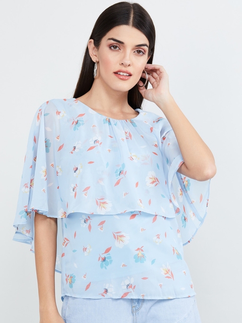 

max Women Blue Printed Top