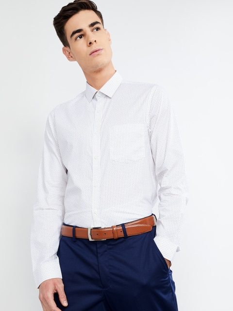

max Men White Slim Fit Printed Formal Shirt