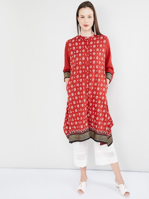 

max Women Red Printed Straight Kurta