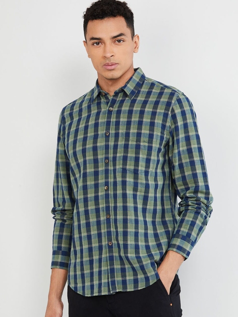

max Men Green Regular Fit Checked Casual Shirt