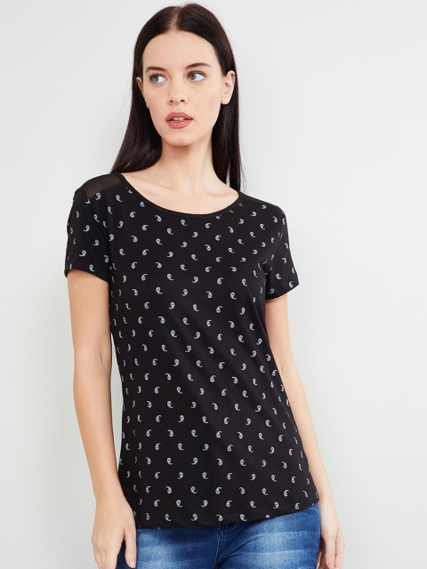 

max Women Black & White Paisley Printed Top