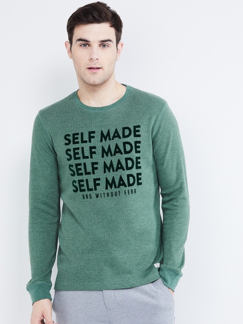 max Men Green Printed Round Neck T-shirt