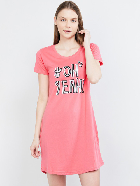 

max Pink & Grey Printed Sleep Shirt