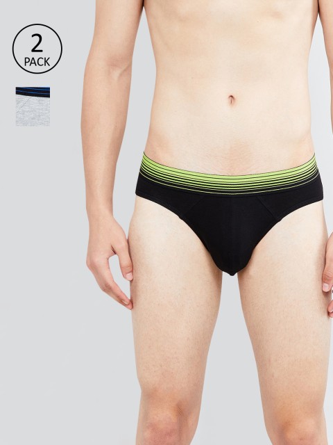 

max Men Pack Of 2 Solid Basic Briefs NOSMODBF01, Black