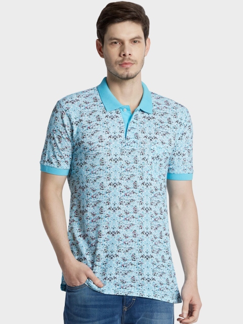 

ColorPlus Men Blue Printed Polo Collar T-shirt