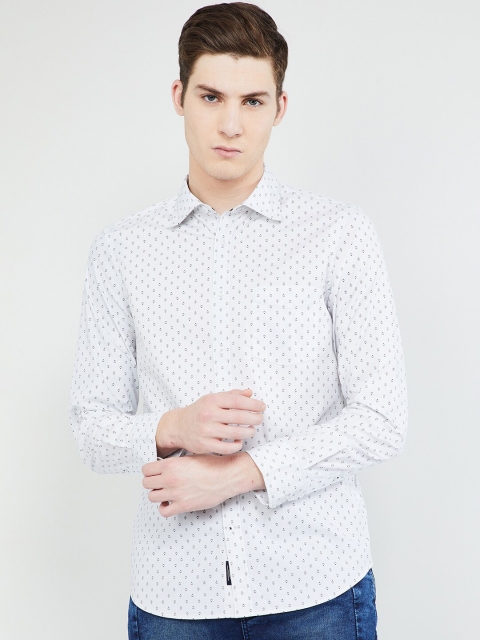 

max Men White & Grey Slim Fit Printed Casual Shirt