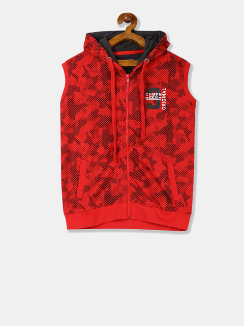

Cherokee Boys Red & Black Printed Hooded Sweatshirt