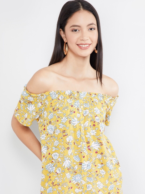 

max Women Yellow Printed Bardot Top