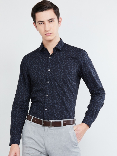 

max Men Grey & Blue Regular Fit Printed Formal Shirt